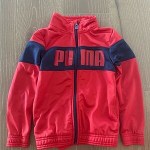 Boys Puma Jacket Red & Navy Youth Size 6 Full Zip